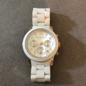 Micheal Kors white and gold watch